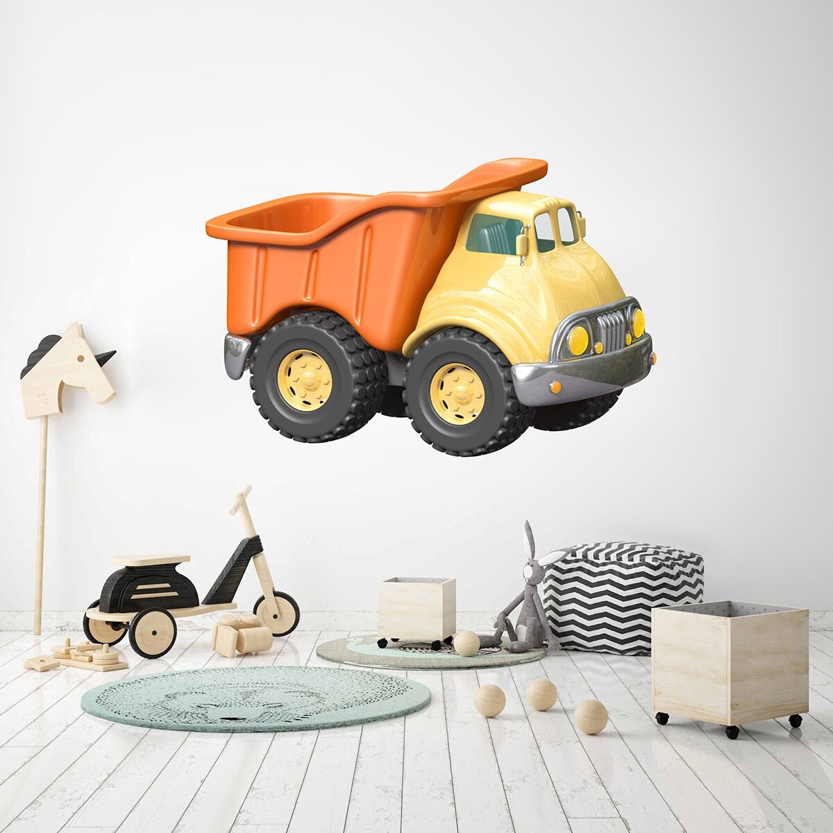 stickers Mural Camion de Chantier, Autocollant Véhicule Utilitaire, Engin Chantier - A424