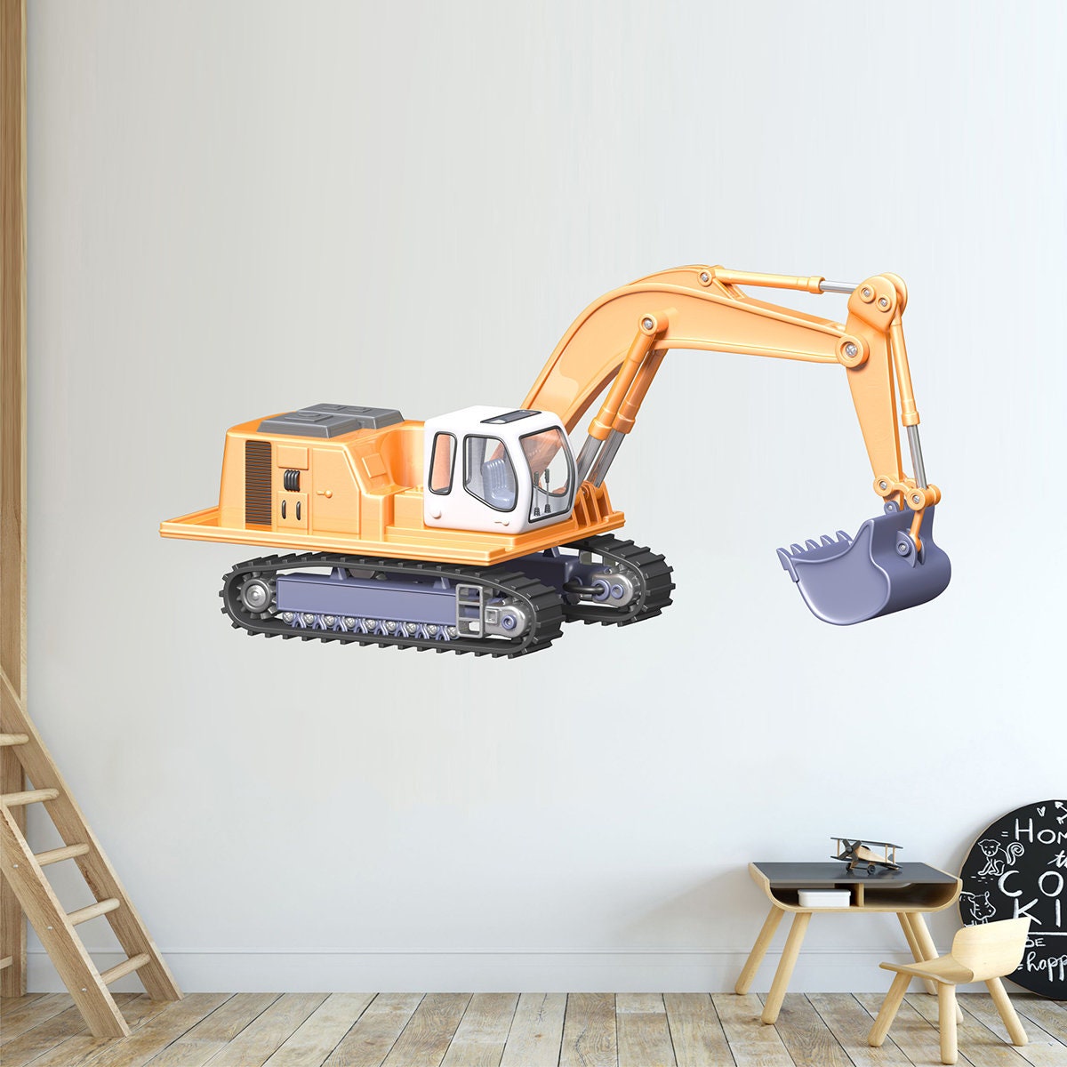 stickers Mural Pelle Mécanique, Autocollant Pelleteuse, Engins de Chantier - A427