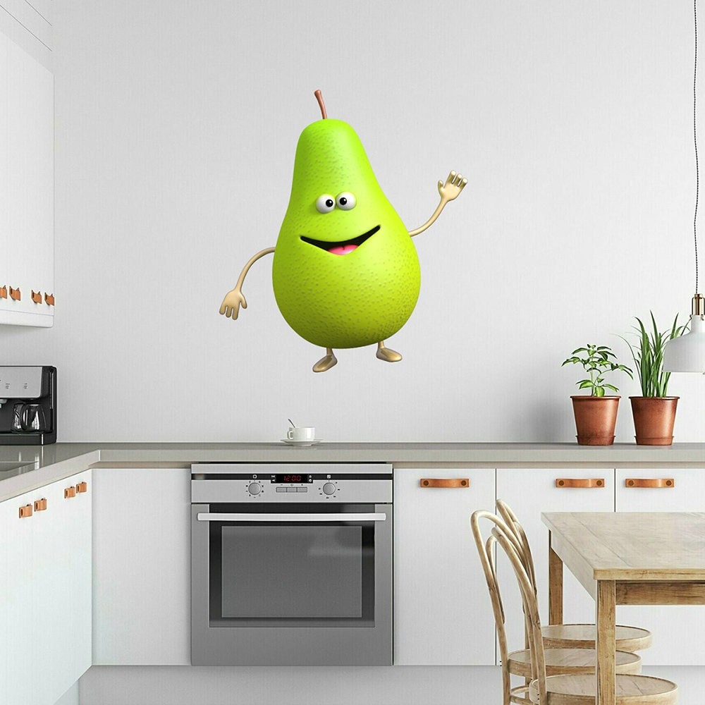 stickers Mural Fruit Poire, Autocollant Pour Cuisine Aliment, Potager, Verger, Arbre - A626