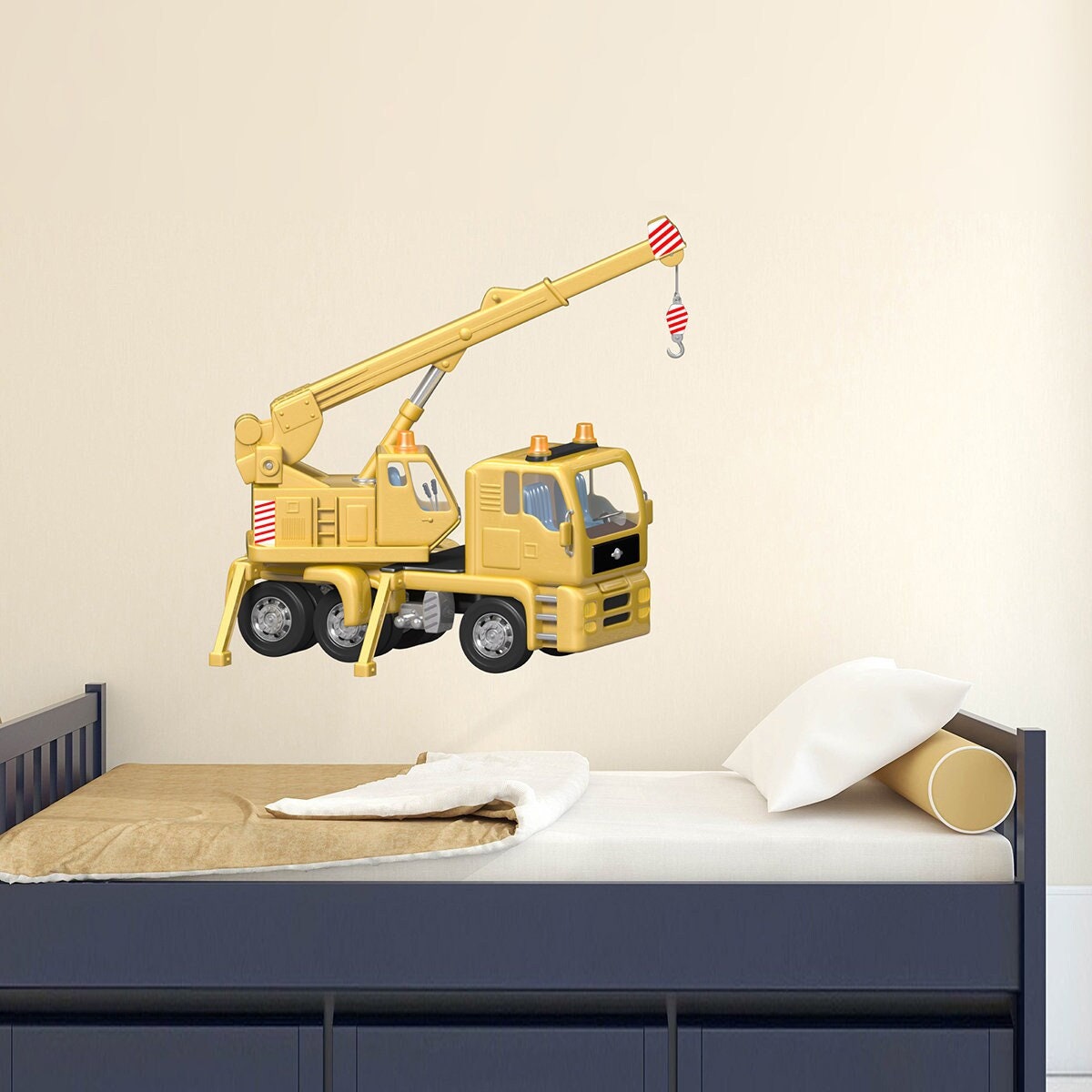 stickers Mural Camion Grue, Autocollant Véhicule de Chantier, Engin Travaux - A421