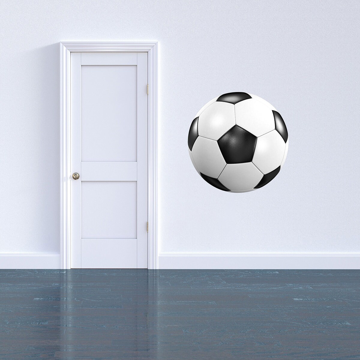 Stickers Mural Ballon de Football Noir et Blanc, Autocollant Sport, Décor Porte, Fifa, Stade, Mundia