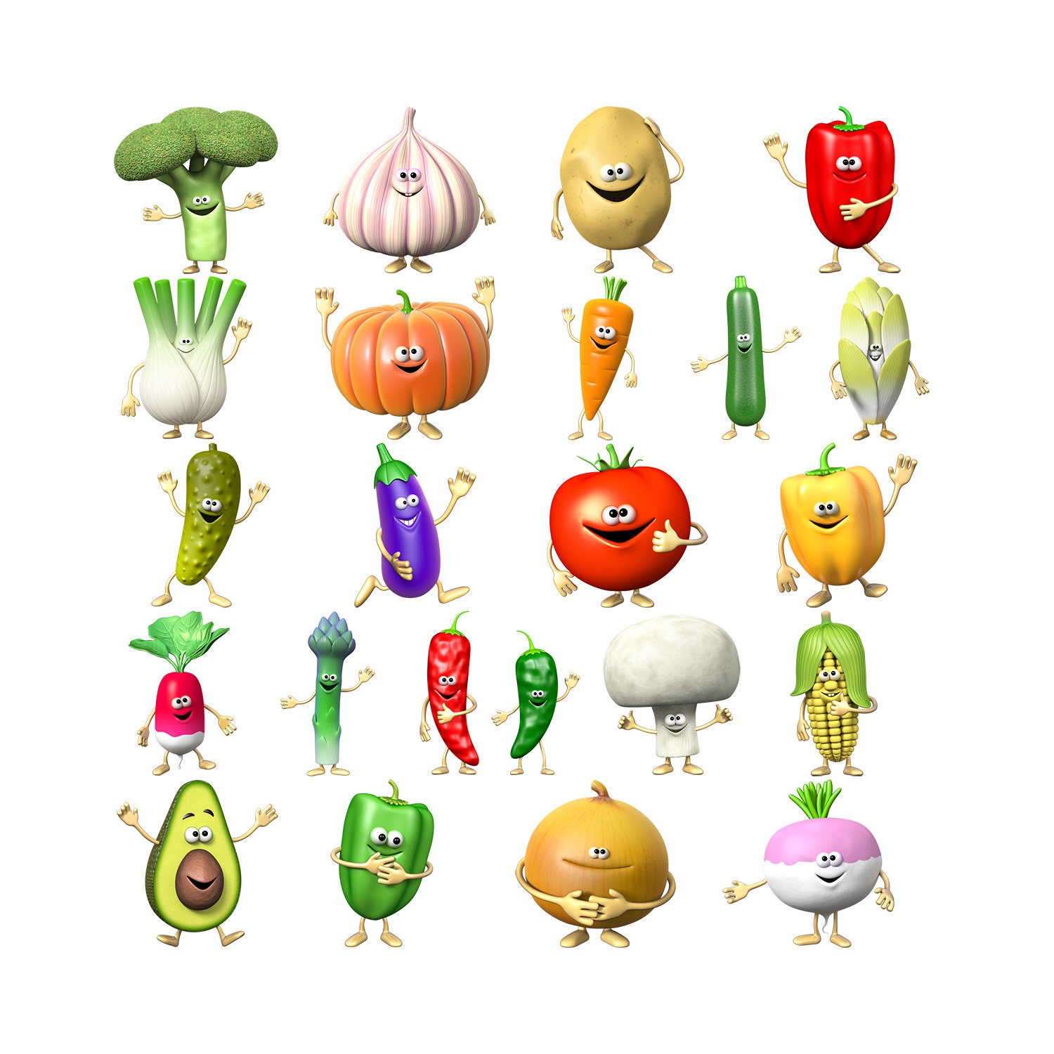 stickers Mural Planche de 23 Légumes, Autocollant Pour Cuisine Aliment, Potager, Soupe, Tomate, Nave