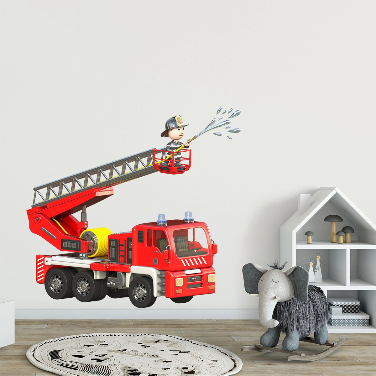 stickers Mural Camion de Pompiers, Autocollant Pompiers - A139B