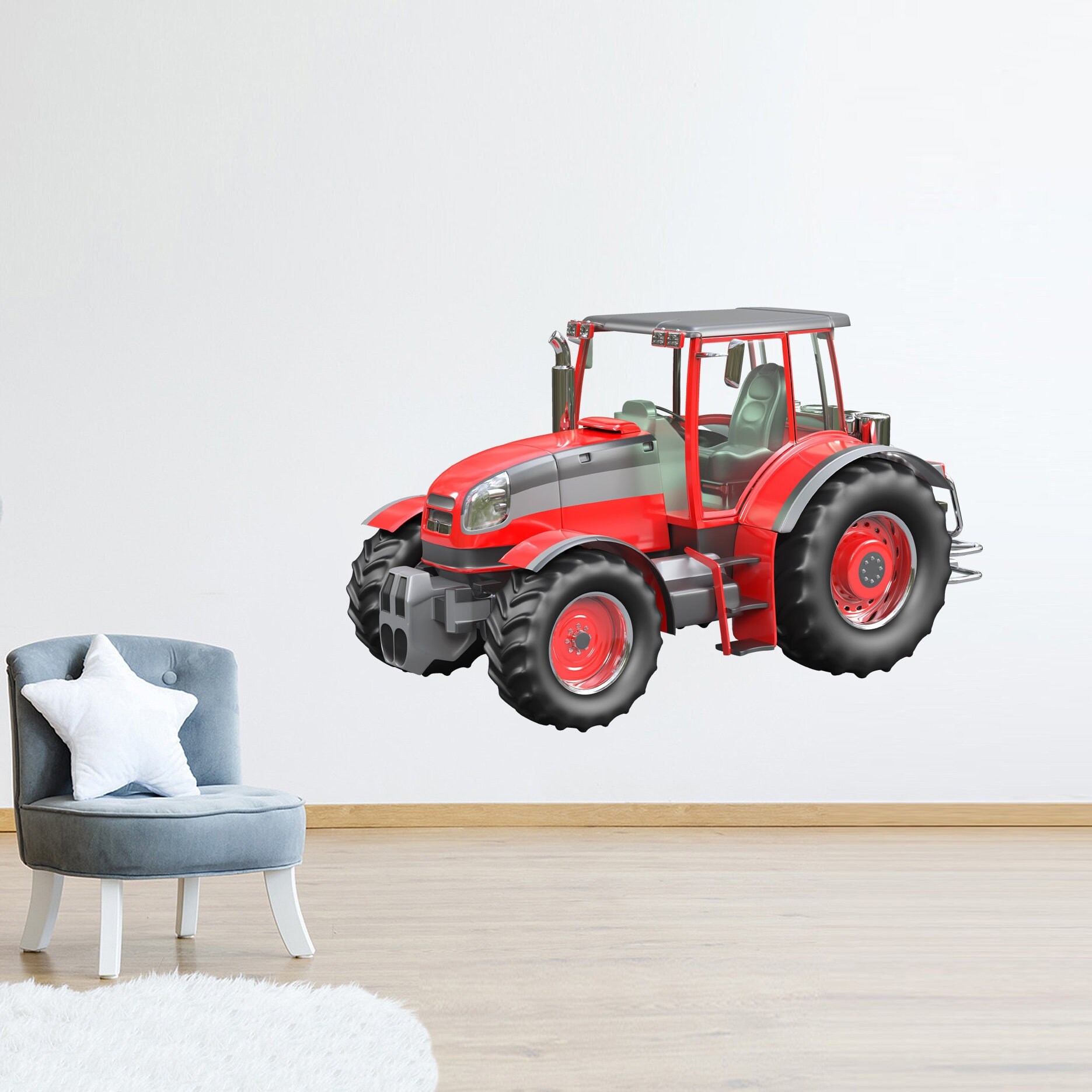 stickers Mural Tracteur Design 3D Réaliste, Autocollant Utilitaire Agricole - A011