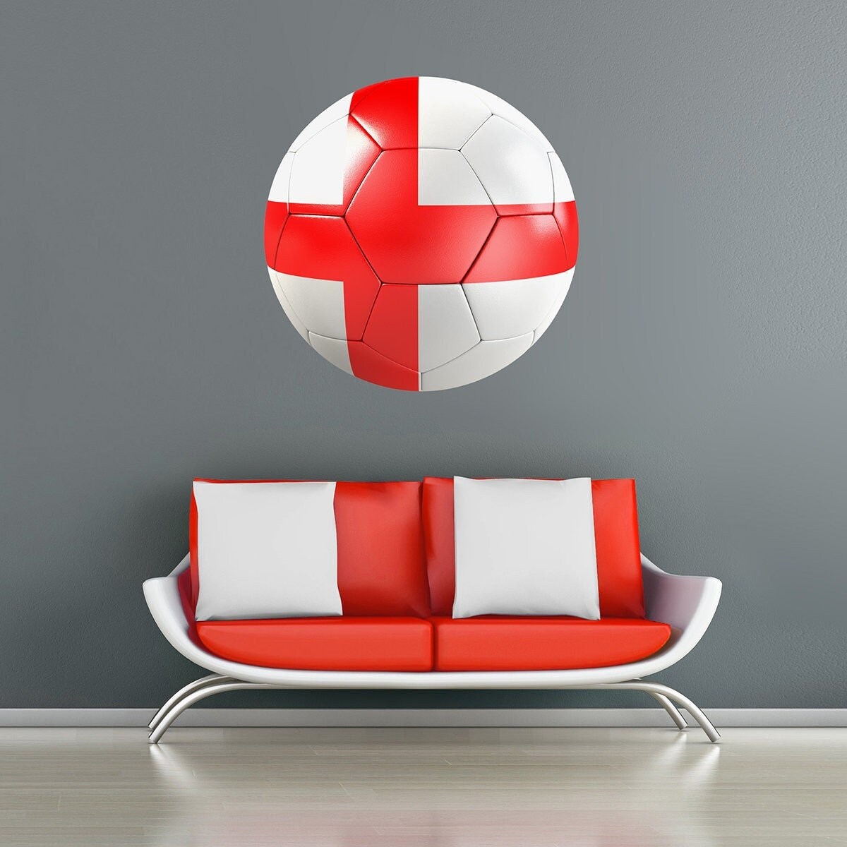 Stickers Mural Ballon de Football Équipe d'angleterre, Autocollant Sport, Décor Porte, Fifa, Stade -