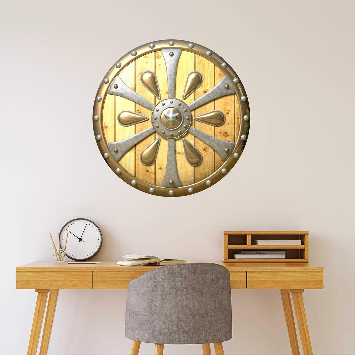 stickers Mural Bouclier Médiéval, Thème Moyen-Âge, Écu, Haume - A379