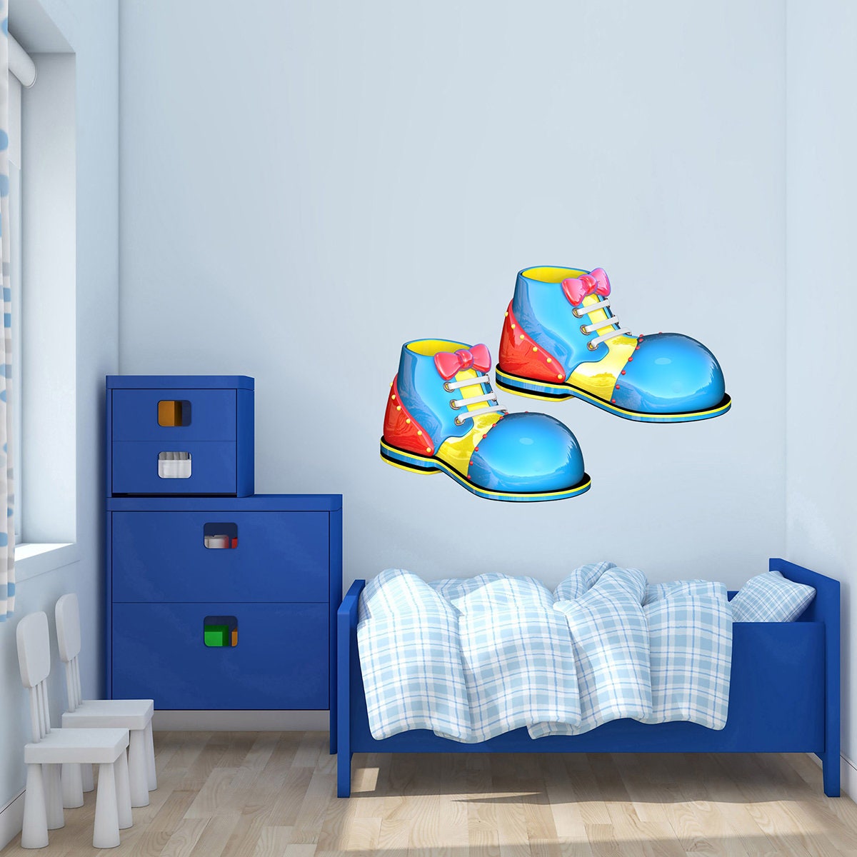 Stickers Mural Chaussures de Clown, Autocollant Vinyle Cirque, Trapéziste, Parc d'attraction - Stick