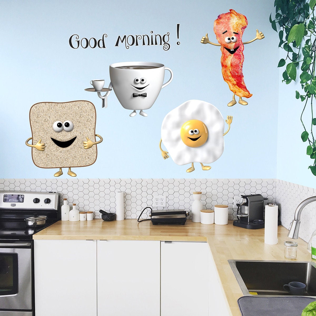 stickers Mural Kit Petit Déjeuner, Decoration Intérieure, Decor Cuisine - A283