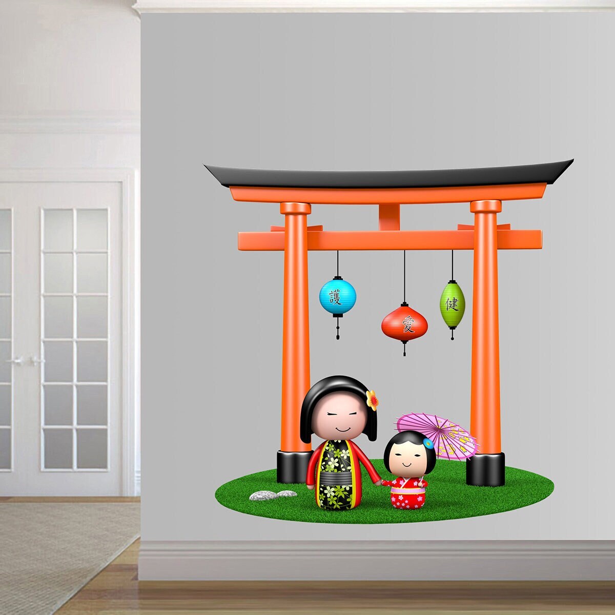 stickers Mural Portail Torii, Autocollant Vinyle Japonais, Décoration Interieure A021