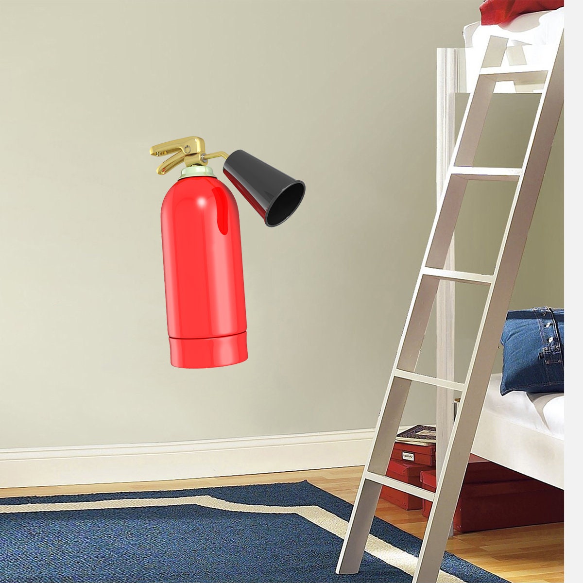 stickers Mural Extincteur, Autocollant Thème Pompier, Décoration Chambre Garçon - A148