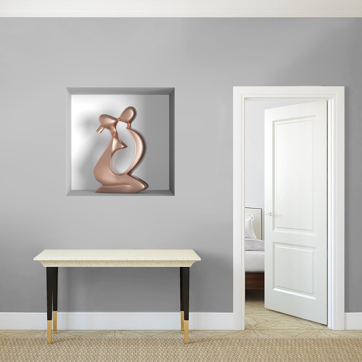 stickers Mural Niche 3D, Autocollant Trompe L'œil en Vinyle, 3D Illusion Optique - 48 Sculpture Coup