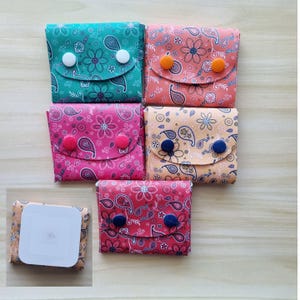 Square Card Holder for Square Reader, Faux Leather Business Cards Case, Earbud or Airpod Case, Loop Earplugs Pouch, Tampon and Liner Pocket
