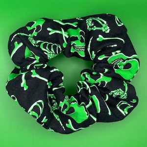SPOOKY Scrunchie // Glow in the Dark // Skeleton Design // Halloween Accessory // Hair Accessories // Cotton Scrunchie
