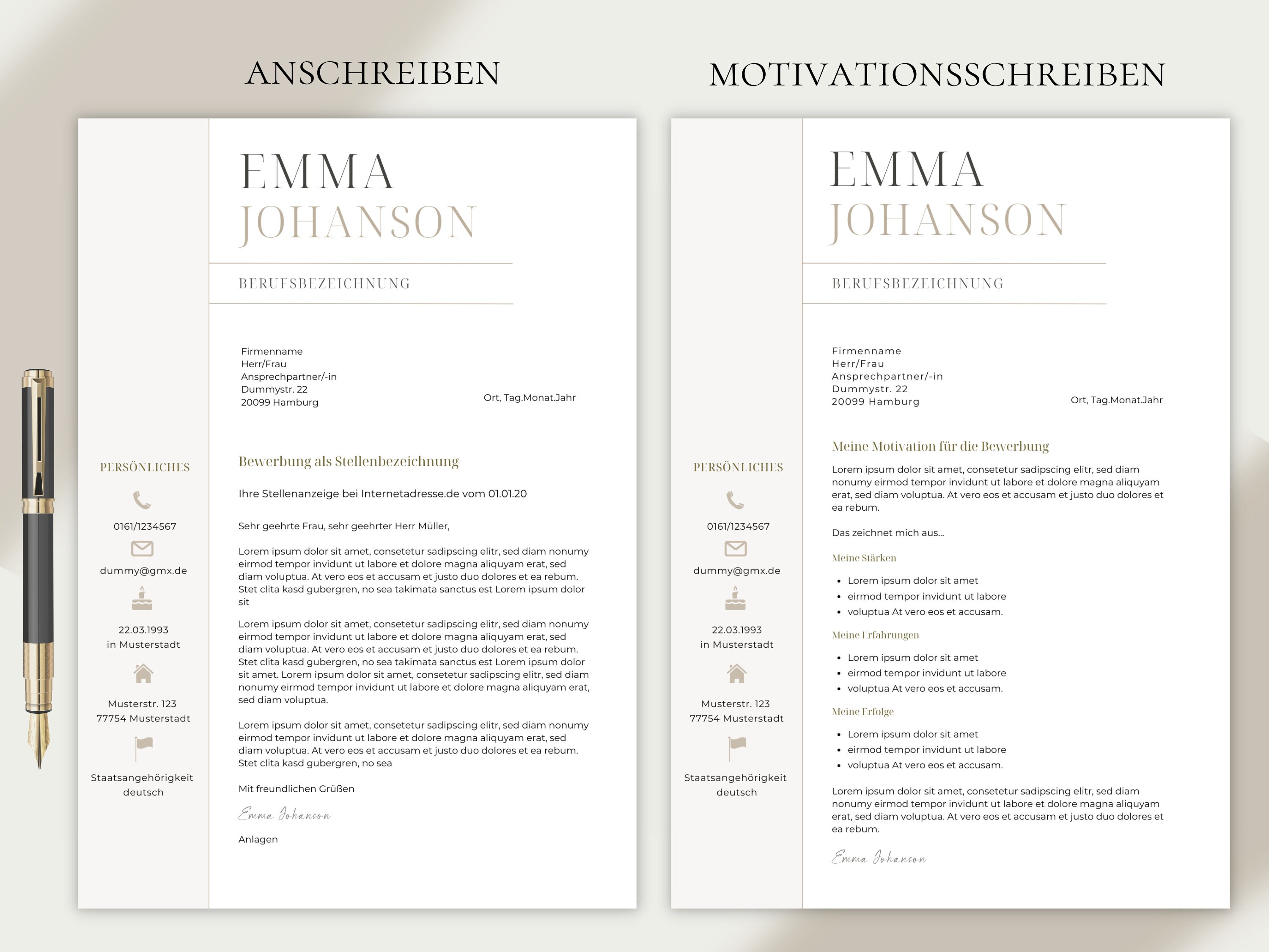 Application Templates German CV Template Word Tabular Cover Sheet ...
