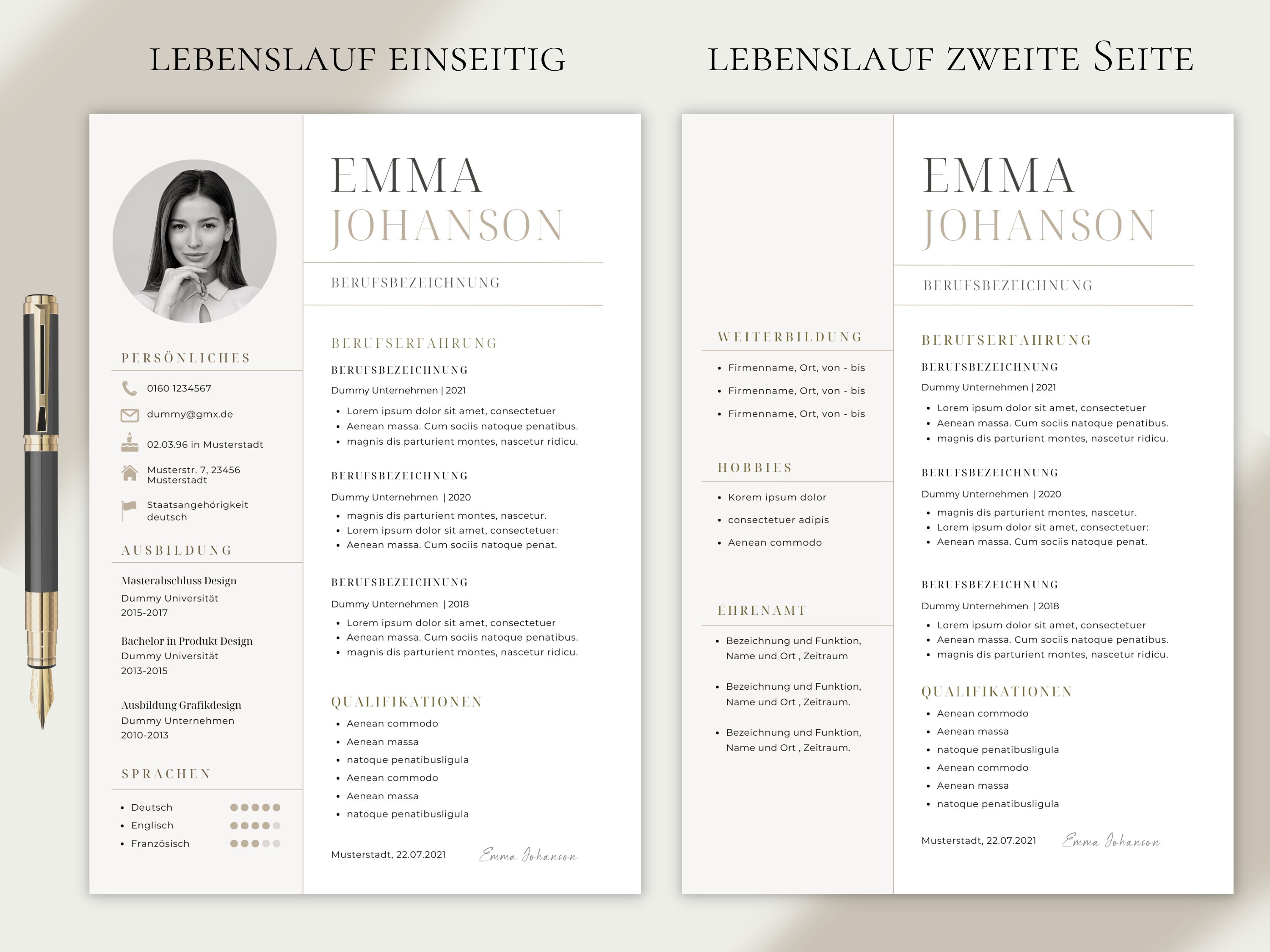 Application Templates German CV Template Word Tabular Cover Sheet ...