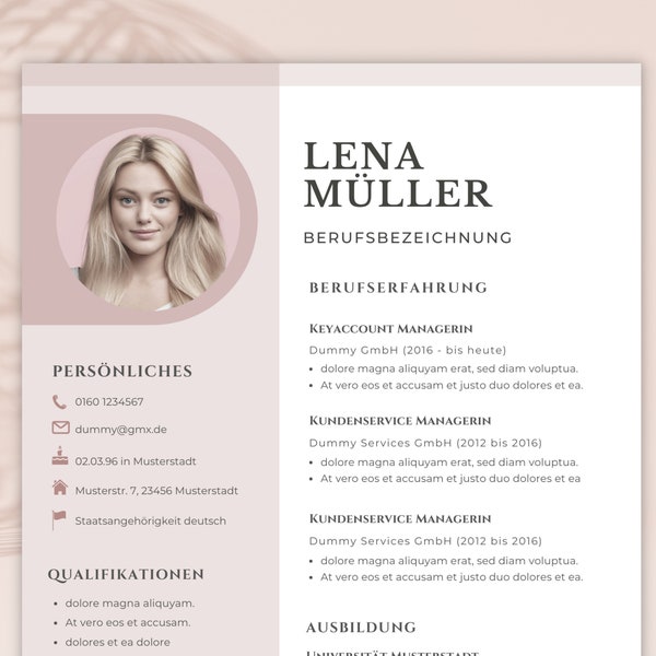 Student resume template German application templates tabular cover sheet application pink modern canva cover letter template creative