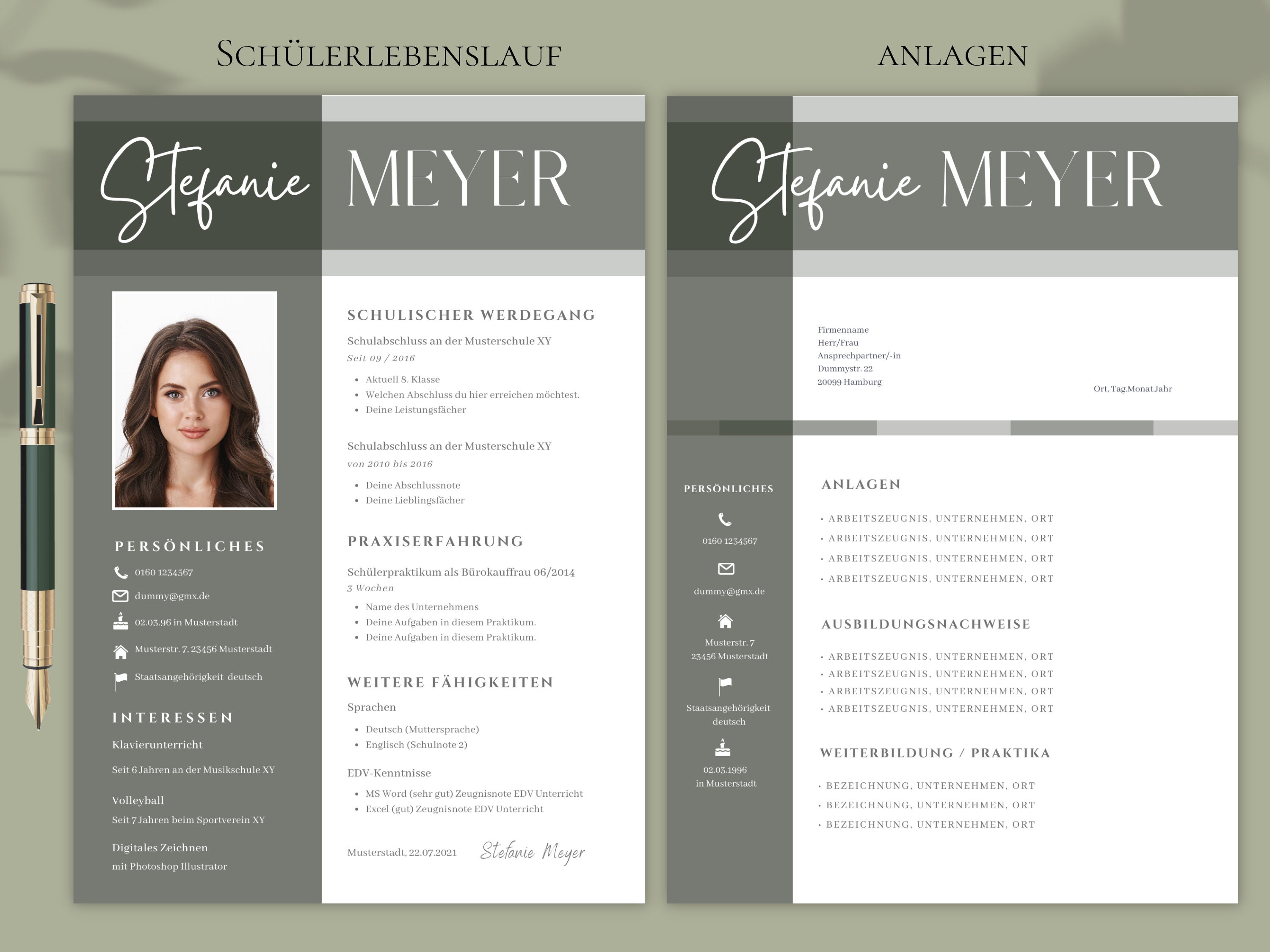 CV Template German Application Templates Word Tabular Cover Sheet ...