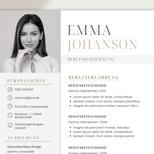 Application templates German CV template Word simple tabular Canva cover letter cover sheet application student beige modern creative