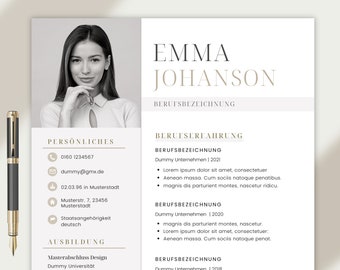 Application templates German CV template Word simple tabular Canva cover letter cover sheet application student beige modern creative