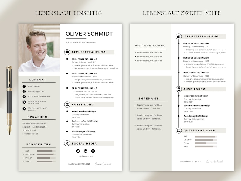 CV Template Word German Creative Beige Application Templates Tabular ...