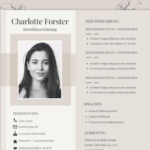 CV template German application templates Word tabular cover sheet application student beige modern Canva cover letter sample creative