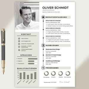 Plantilla de currículum Plantillas de aplicaciones de TI Canva ingeniero creativo alemán portada tabular aplicación hombre estudiante beige diagrama moderno