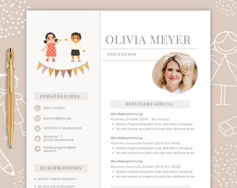 Resume template German educator educator application application templates beige boho cover letter cover letter modern pattern creative Canva