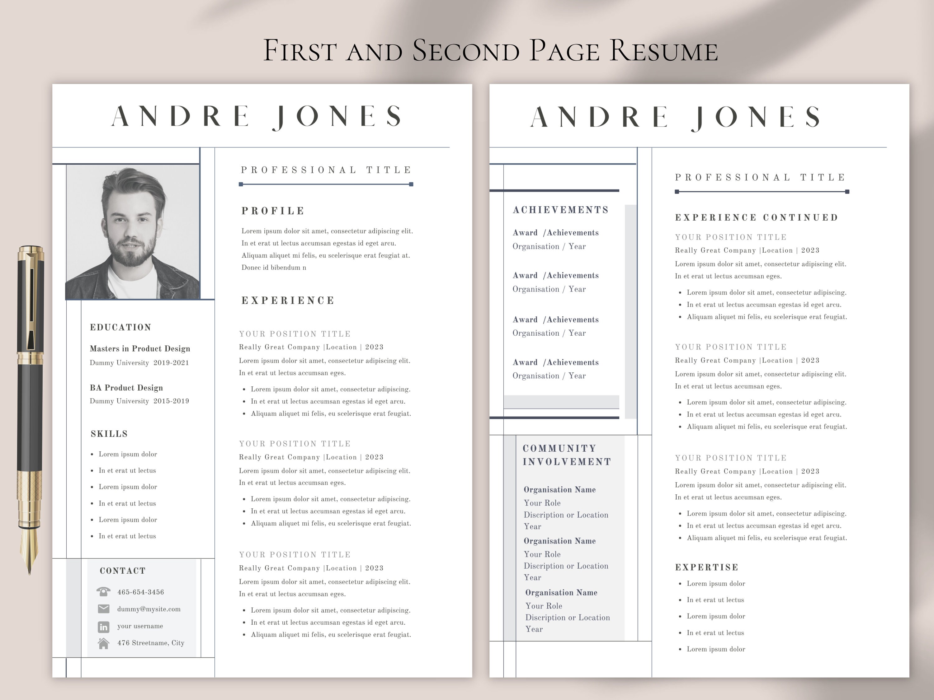 Modern Resume Template INSTANT DOWNLOAD Canva Resume Template Editable