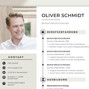 CV template Word German creative beige application templates tabular man cover sheet application student modern Canva cover letter