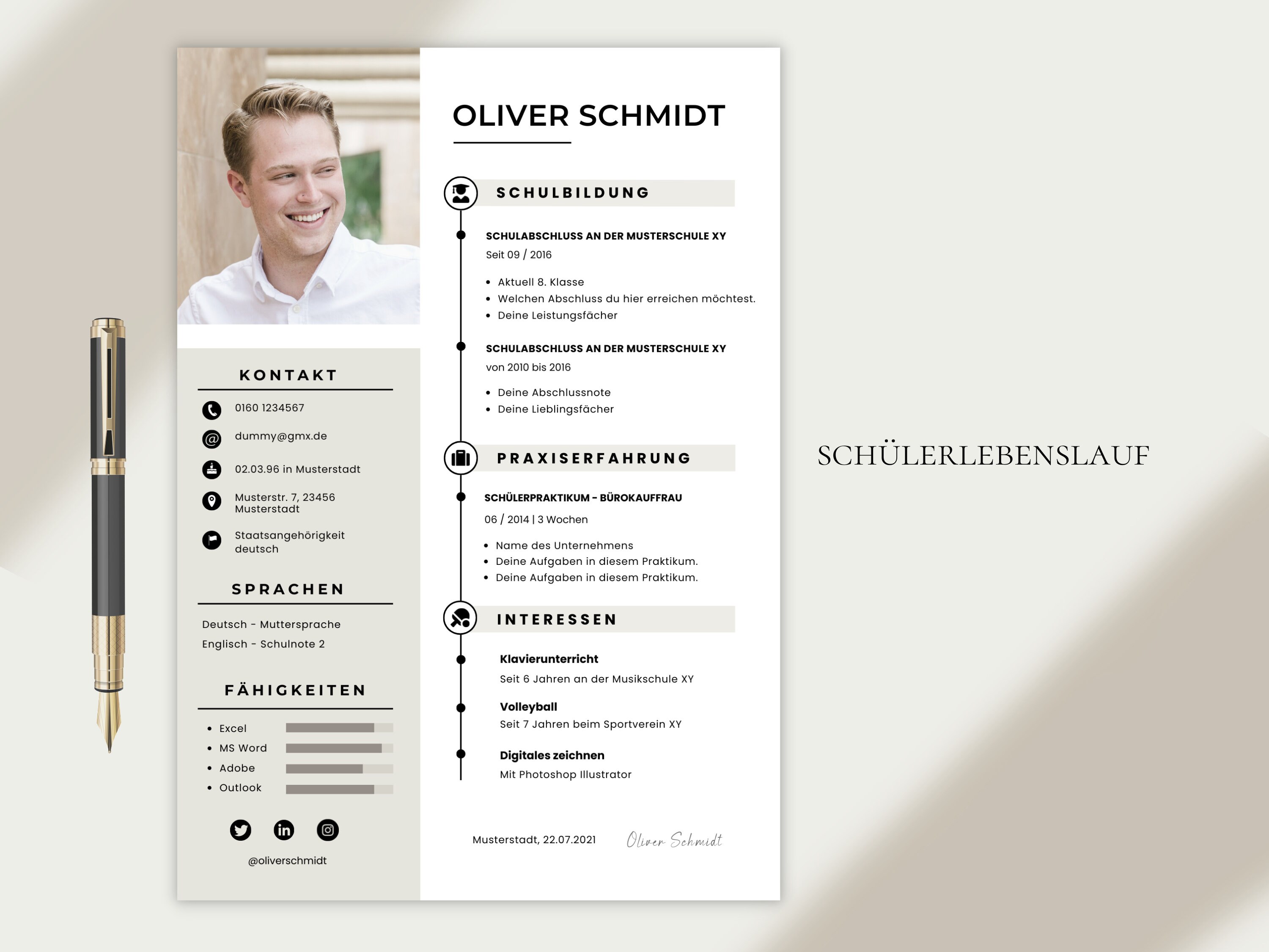 CV Template Word German Creative Beige Application Templates Tabular ...
