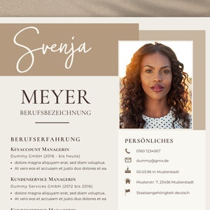 CV template German Word application templates creative beige Boho tabular cover sheet application student modern Canva cover letter