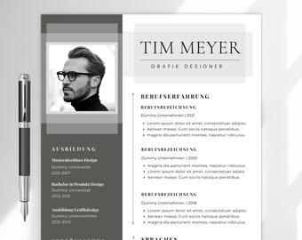 Application templates German Word tabular resume template cover sheet application student modern canva pattern black man creative