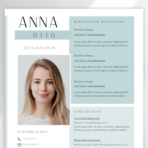 Application templates German tabular resume template cover sheet application student Mint modern canva cover letter pattern creative turquoise