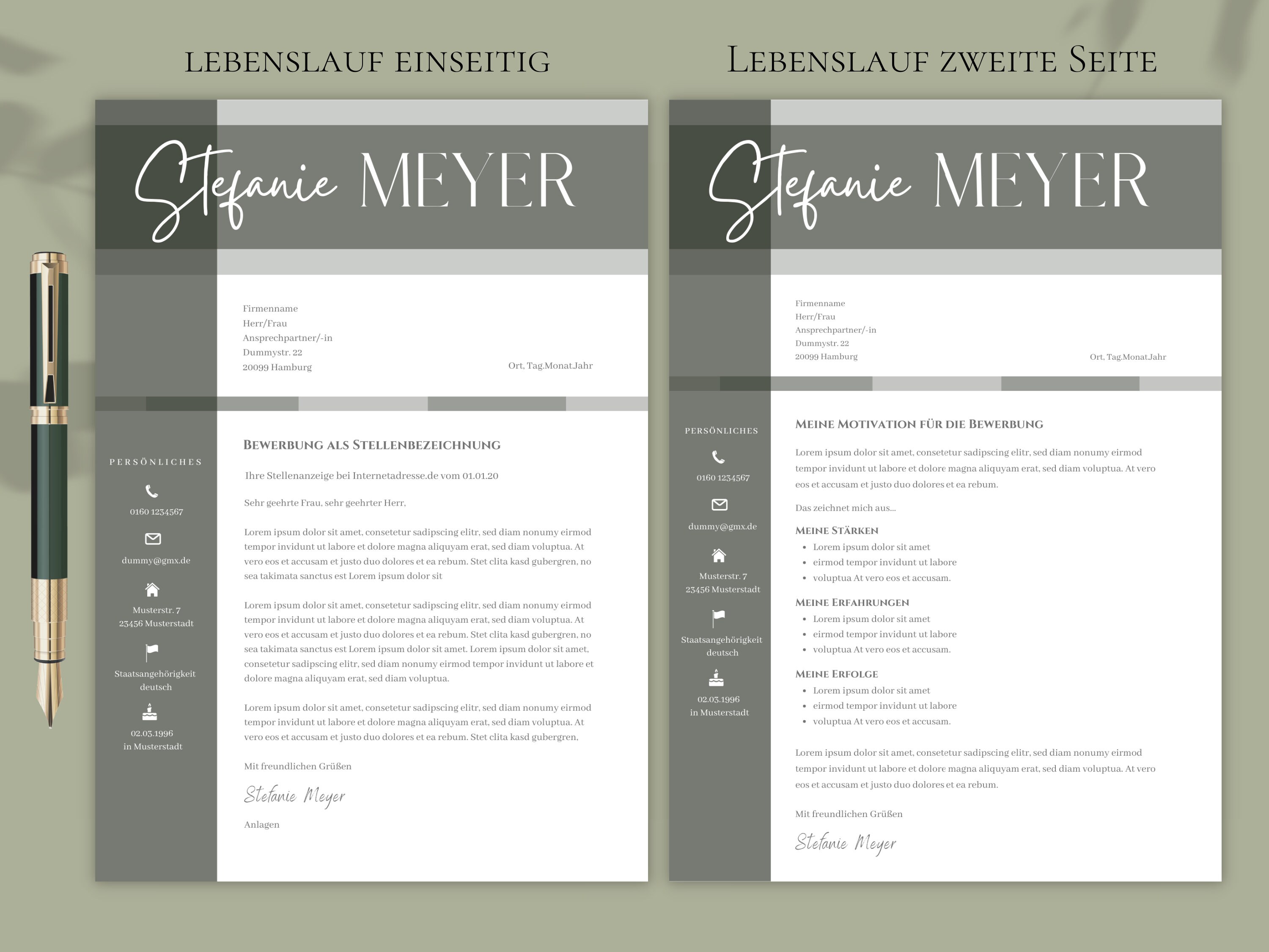 CV Template German Application Templates Word Tabular Cover Sheet ...