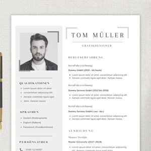 Plantilla de currículum vitae para estudiantes Plantillas de solicitud en alemán Hoja de portada tabular Aplicación Hombre Canva moderno Carta de presentación Muestra creativa