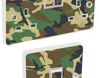 Army Camouflage Light Switch Sticker Vinyl Skin cover sw11