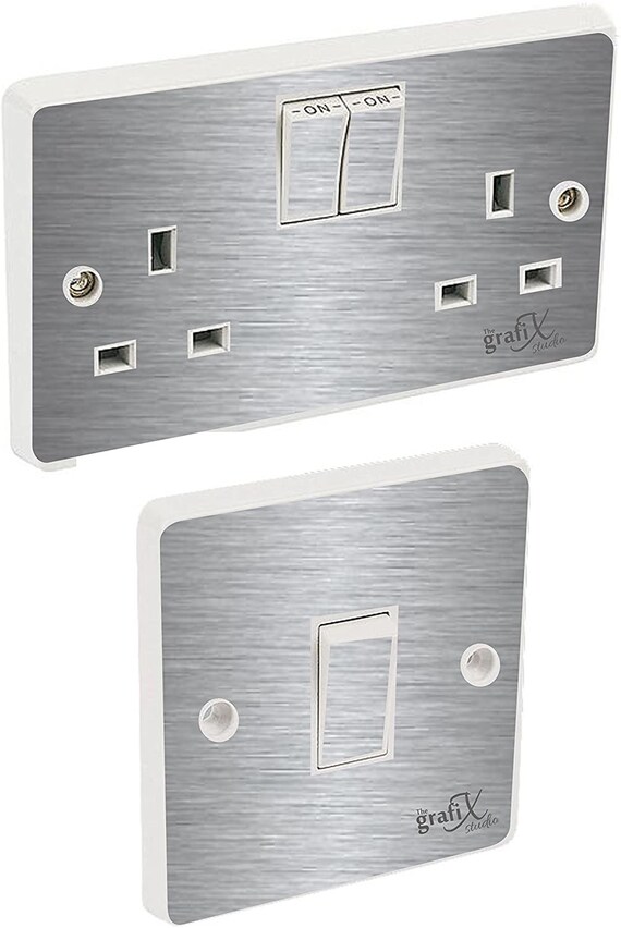 Brushed Silver Light Switch & Double Socket Sticker Vinyl/skin Etsy