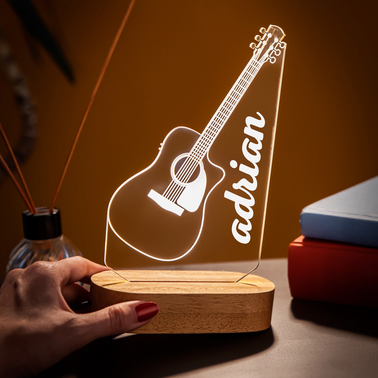 3D Guitar LED Night Light Table Color Changed Lamp Desk Birthday Gifts 2021 