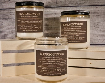 Bourbonwood Candle, Container Candle, Jar Candle, Scented Candle, Candle Gift, Candle in Jar, Soy Blend Candle, Hand Poured, Dye Free