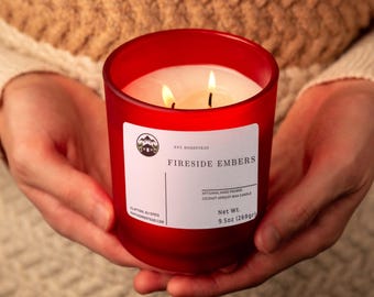 Fireside Embers Kerze: Kokosnuss-Aprikosen-Wachs, Holzdocht, Bernsteinglas
