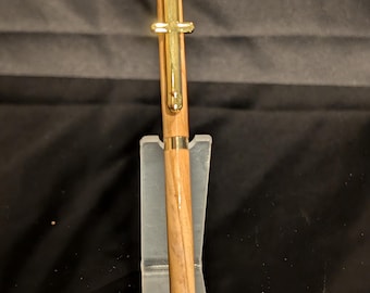 Bethlehem Olivewood Pen Hand Turned, 24kt Gold Plated Cross Pen, Christian Gift, Religious Wood Pen with Certificate