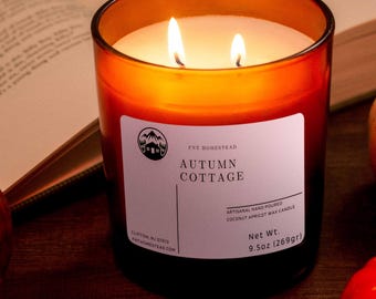 Autumn Cottage Kerze: Kokosnuss-Apricot-Wachs, Holzdocht, Herbstduft