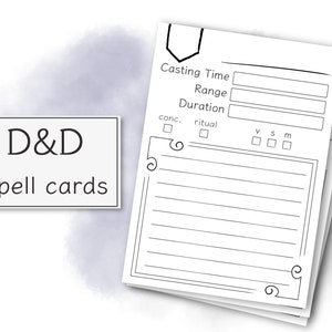 Spell cards - For Dungeons and Dragons and other tabletop RPGs