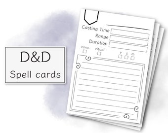 Spell cards - For Dungeons and Dragons and other tabletop RPGs