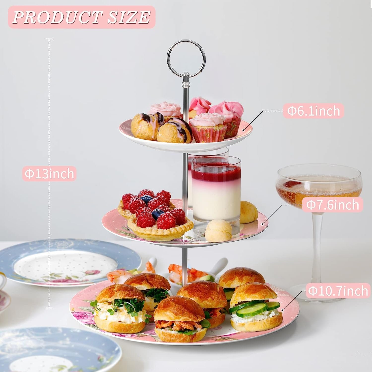 ONEUSTAR 3 Tier Porcelain Cupcake Stand Serving Tray - View #7