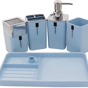 5-Piece Bathroom Accessory Set: Modern Tray Organizer