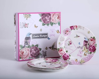 London Boutique Side Dessert Plates Inches Wide Rimmed Shabby