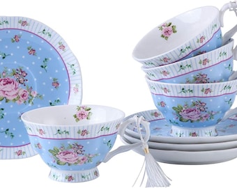 London Boutique Coffee Tea Cup and Saucer Set Shabby Chic