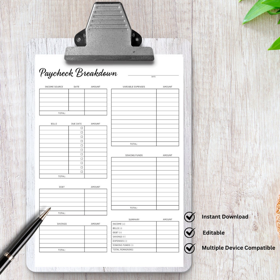 Paycheck Allocation Spreadsheet: Budget Management Tool (digital ...