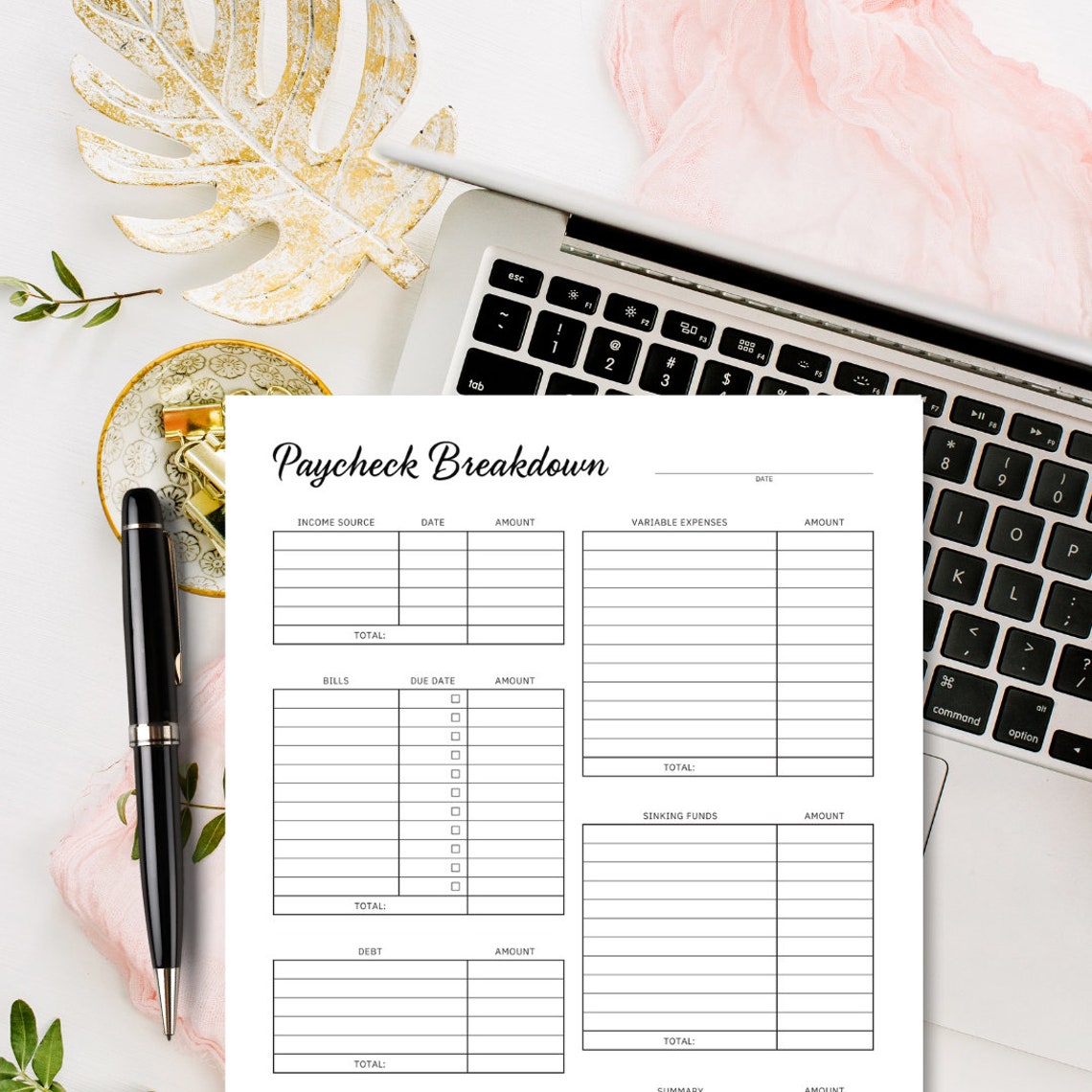 Paycheck Allocation Spreadsheet: Budget Management Tool (digital ...